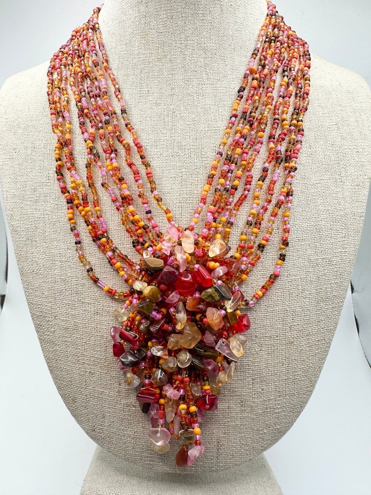Artisan handmade semiprecious gemstone beaded Necklace 18”