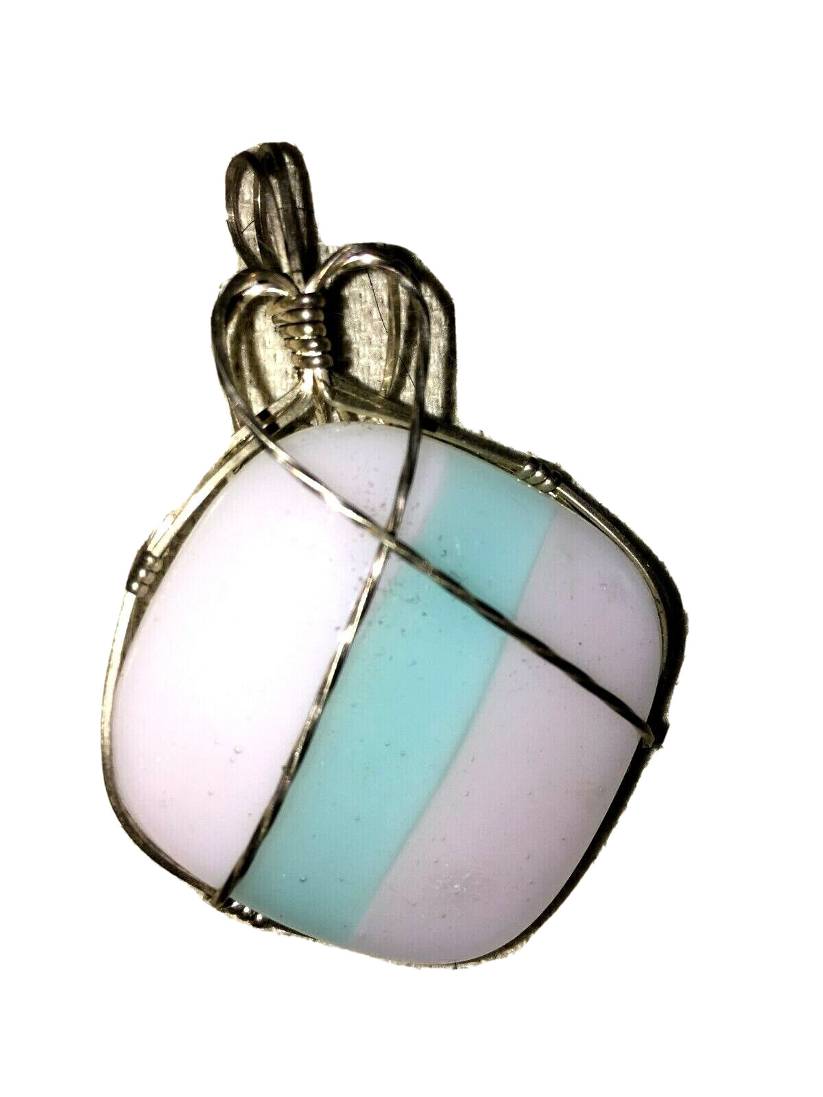 Agate Necklace Artisan Hand Craft Silver Setting, Tan Leather Chain 2 in