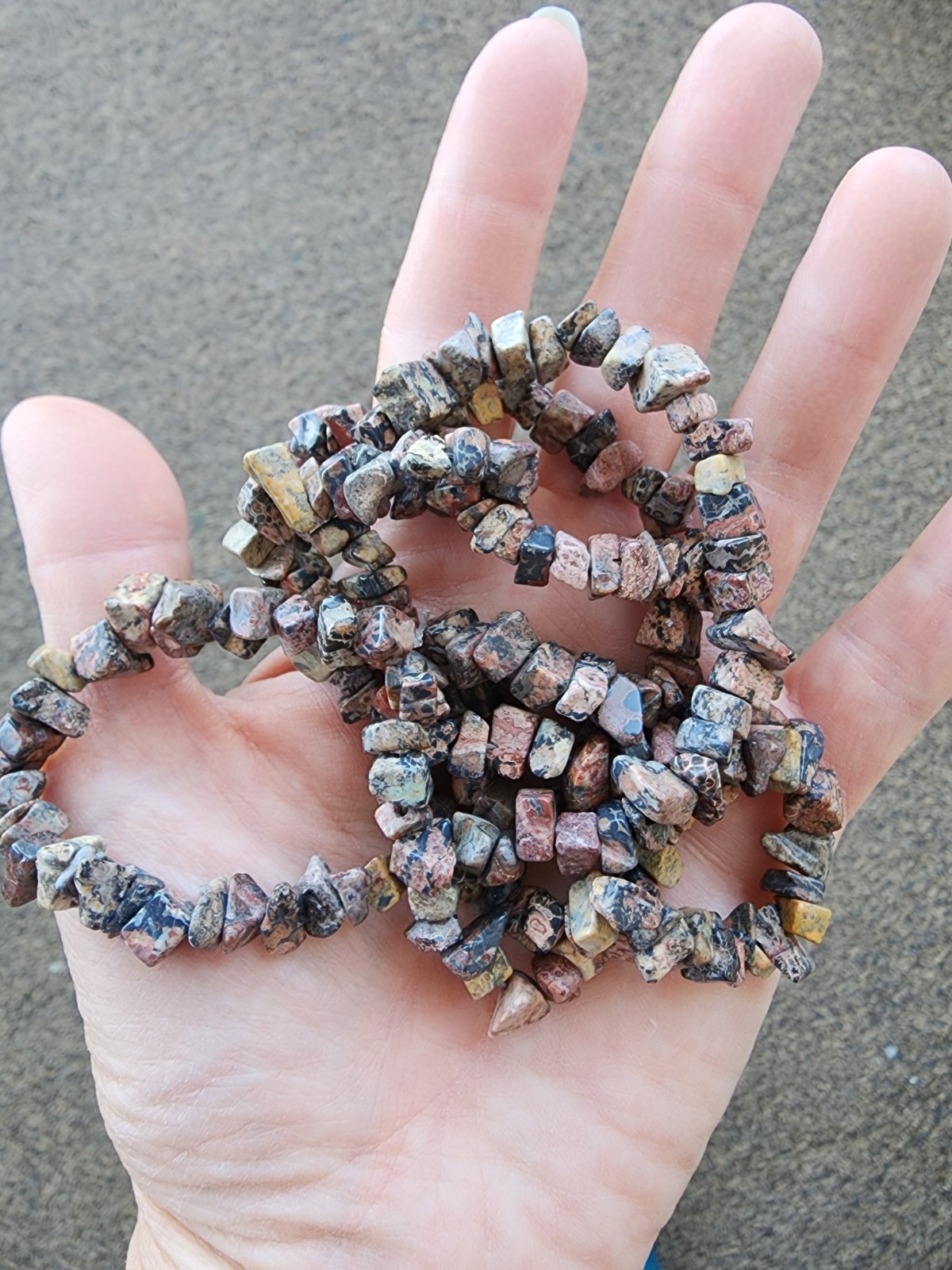 Genuine Jasper Stone Chip Necklace Polished Gemstone Strand 24 Inches Long