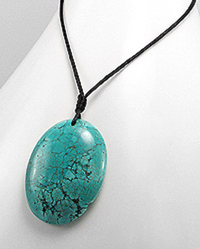 Genuine Natural Blue Green Turquoise Focal Bead Necklace Choker 40mm=1.57″ Big