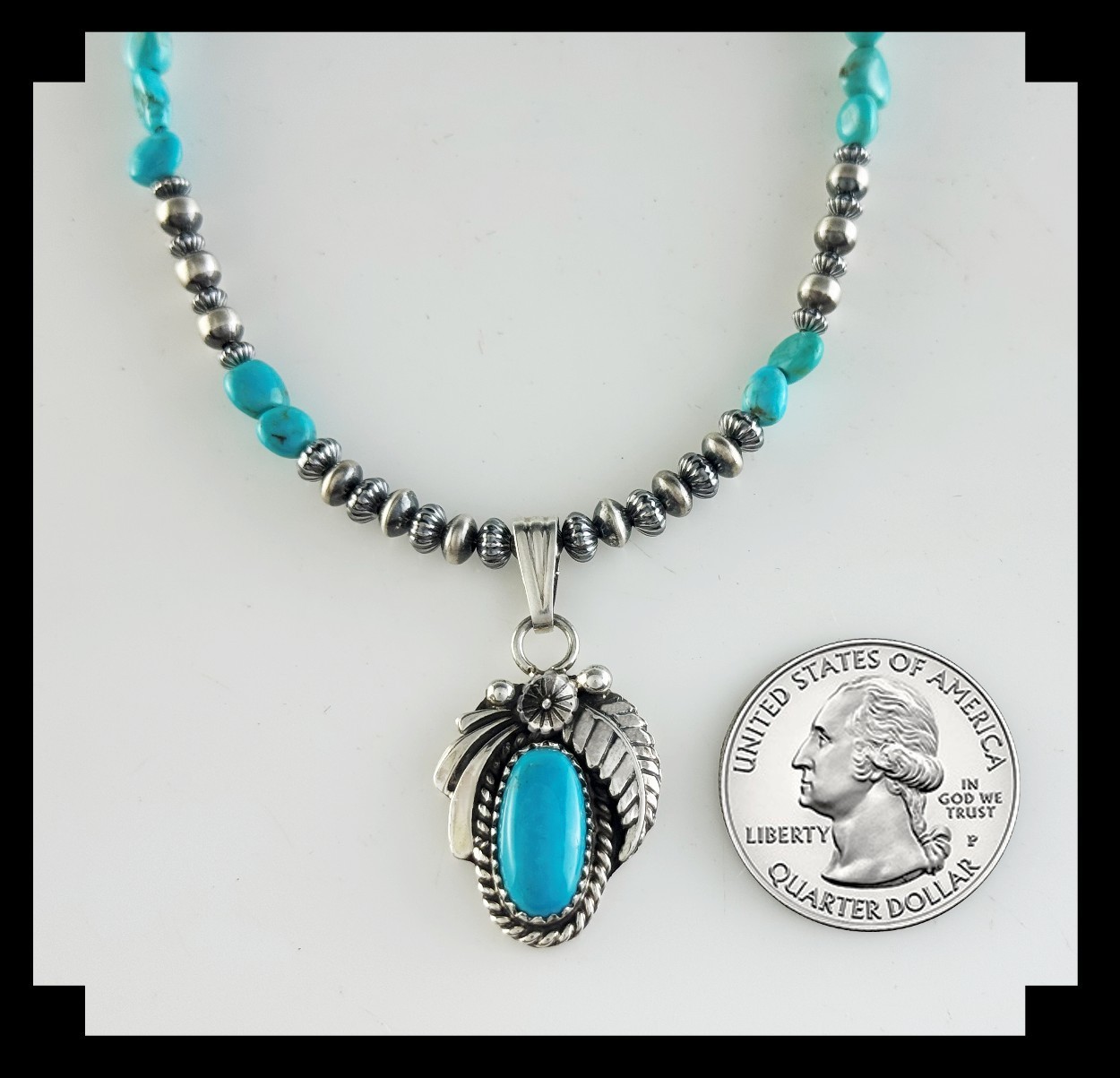 White Fox Creation: Sterling Silver and Kingman Turquoise Necklace