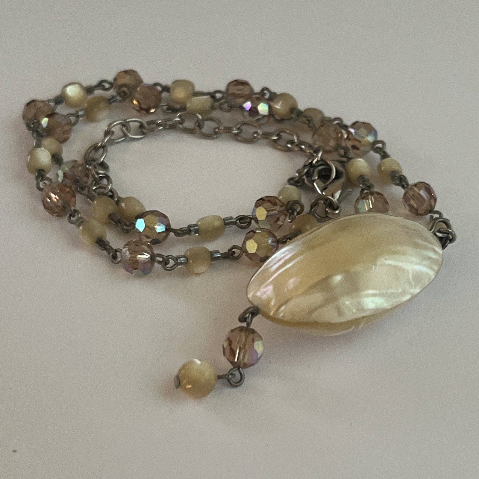 Cousin Claudine Freshwater Pearl Pendant Necklace Champagne Iridescent Beaded