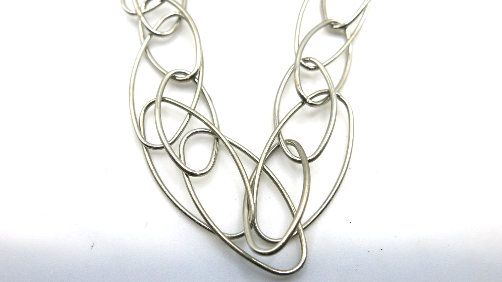 VTG Large Oval Link Chain Silver Necklace 25” Oxidized Finish One of a Kind