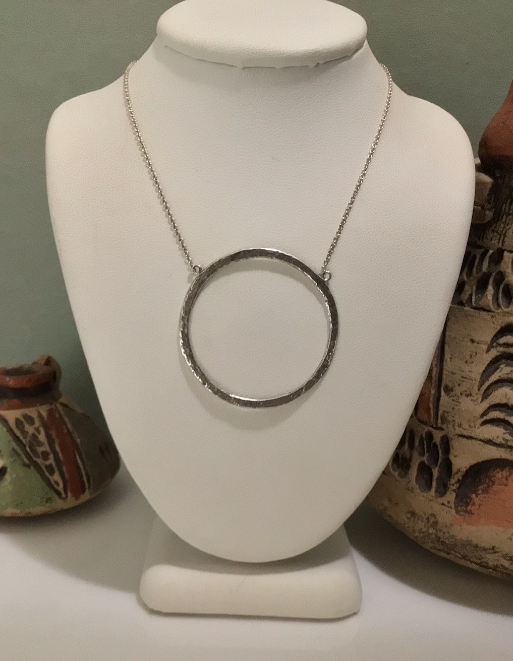 Silpada 925 Sterling Silver ‘Duomo’ Open Hammered Circle Necklace 16”- 18” N3087