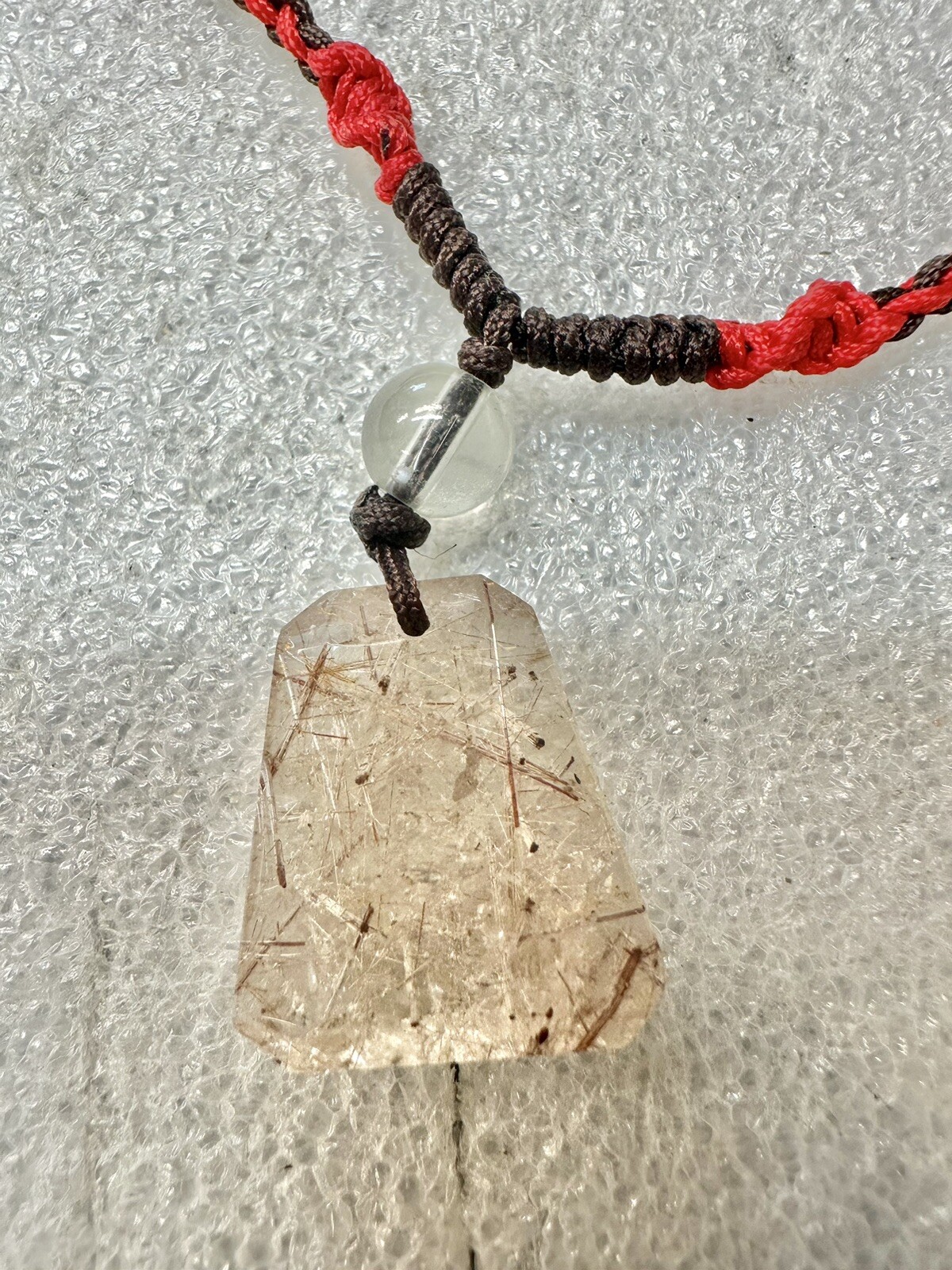 High Quality Rutilated Quartz Pendant On Macrame Chain