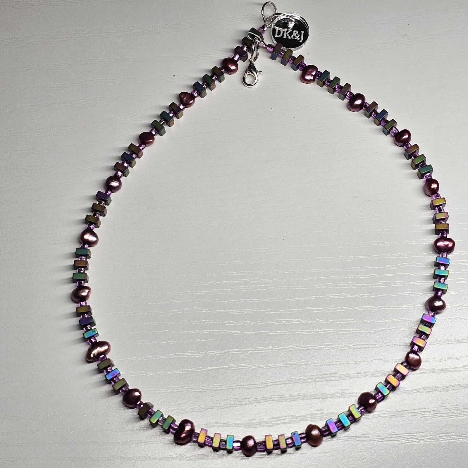 Handmade Women’s Aurora Borealis And Purple Fresh Water And Seed Beads