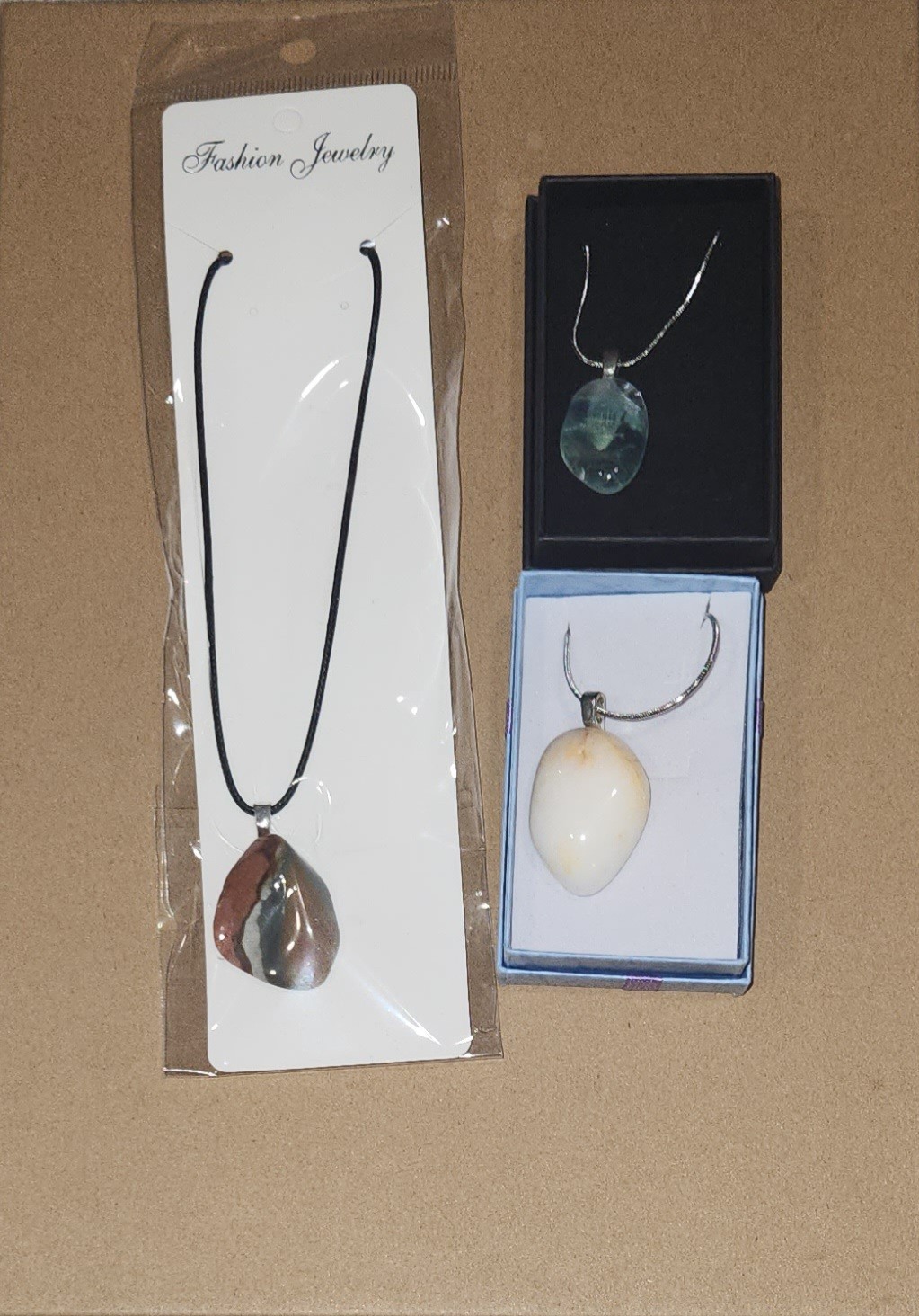 Set Of 3 Tumbled Rock Necklace – Jasper Fluorite Quartzite