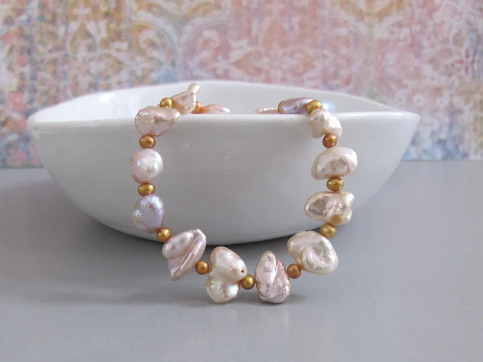 djs Sundance Cream Keshi Pearl Sterling Silver Necklace Like Cataog Boho 18″-20″