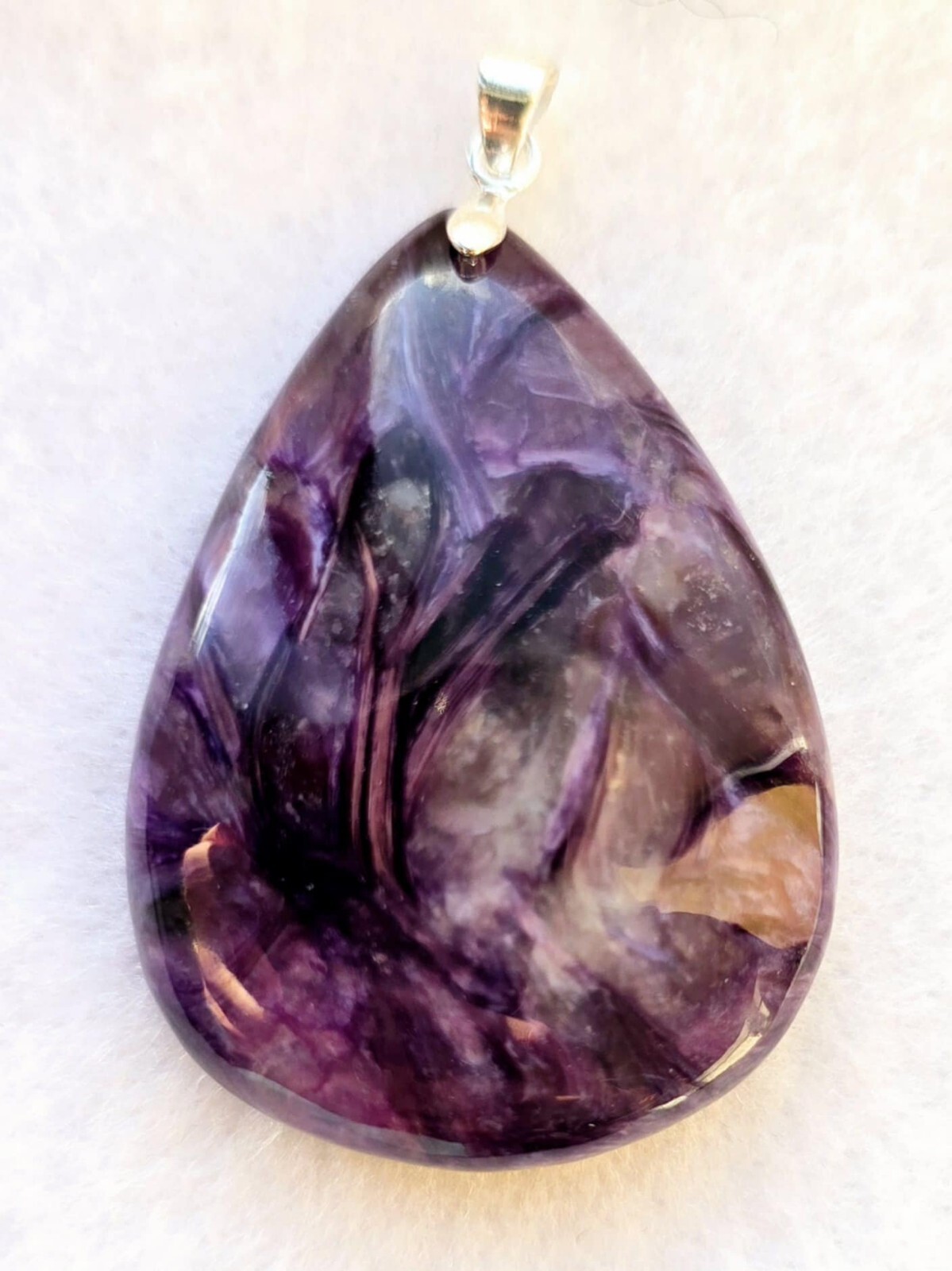 Large Natural Charoite Beads Pendant Necklace VERY RARÈ STONE