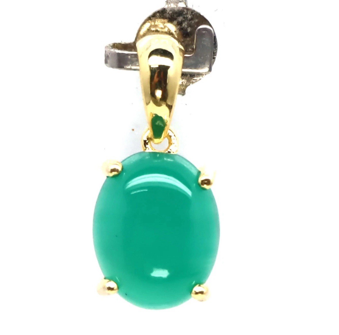 Handmade Green Agate 8x10mm Pendant Silver 925 Gold Plated