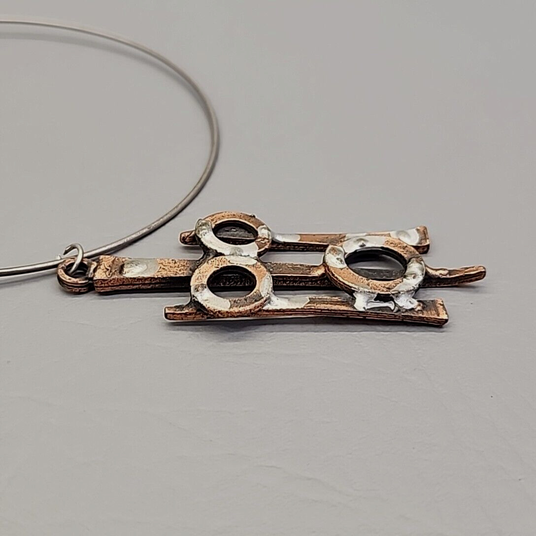 Handmade Necklace Artisan Choker Steam Punk Nails Parts Copper Tone