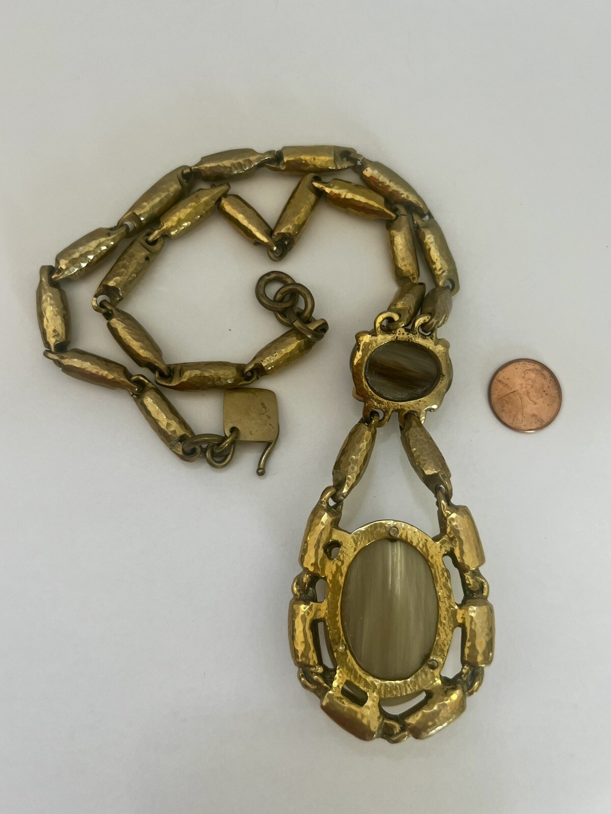 Ashley Pittman Signed Necklace AP Kenya Brass Gemstones Cabochons Statement 18+”