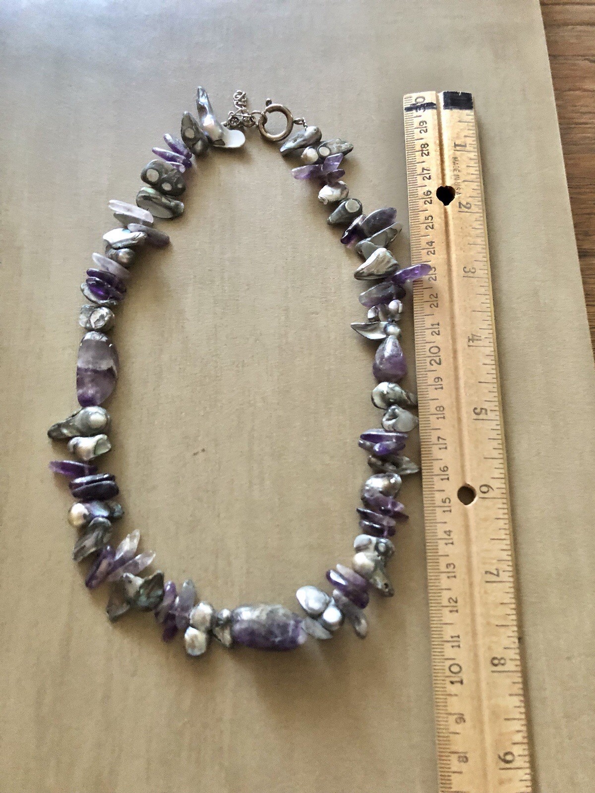 Angel Wings and Amethyst Handmade Pearls Blessed Necklace Artisan