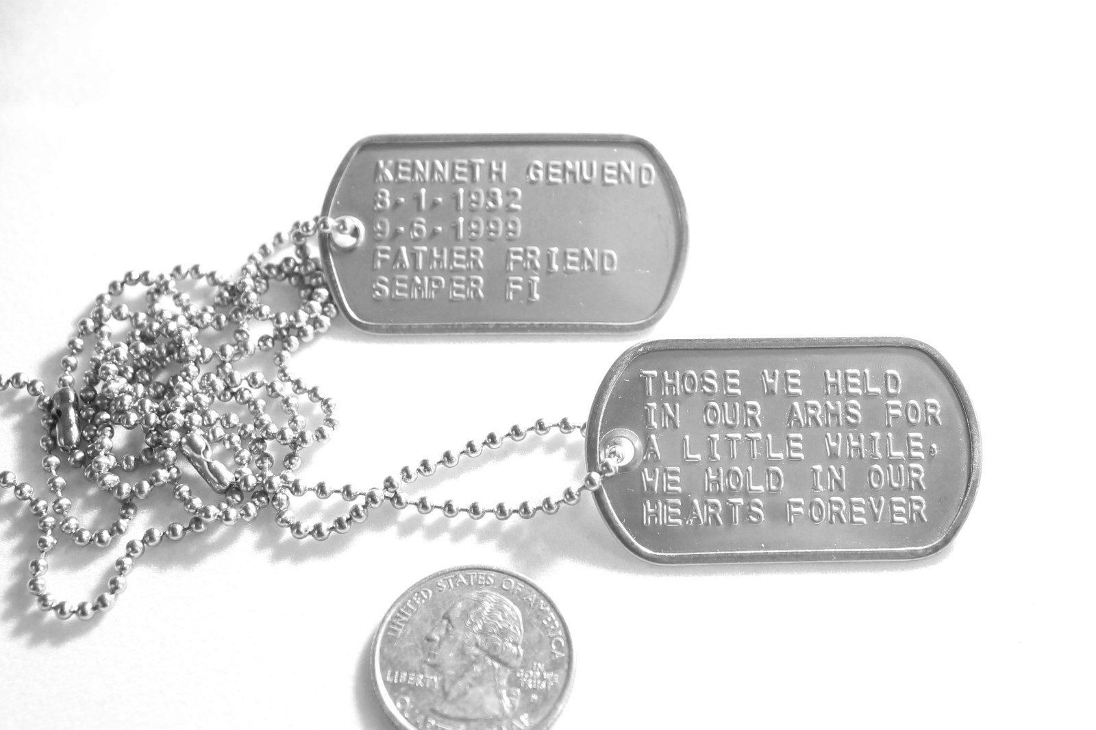 MILITARY DOG TAGS STAINLESS STEEL GENUINE STAMPED EMBOSSED
