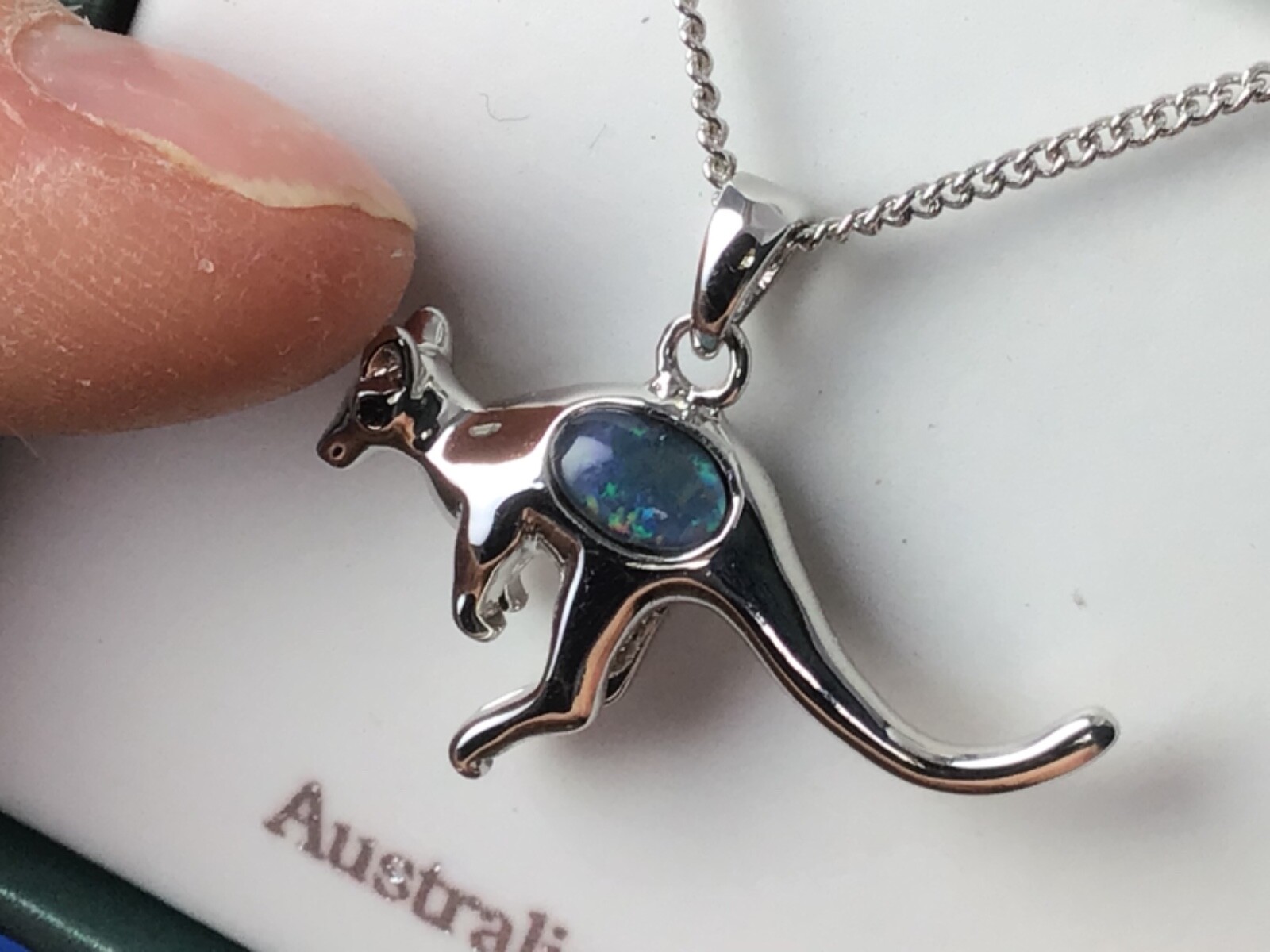 Australian Triplet Opal Kangaroo Necklace Excellent