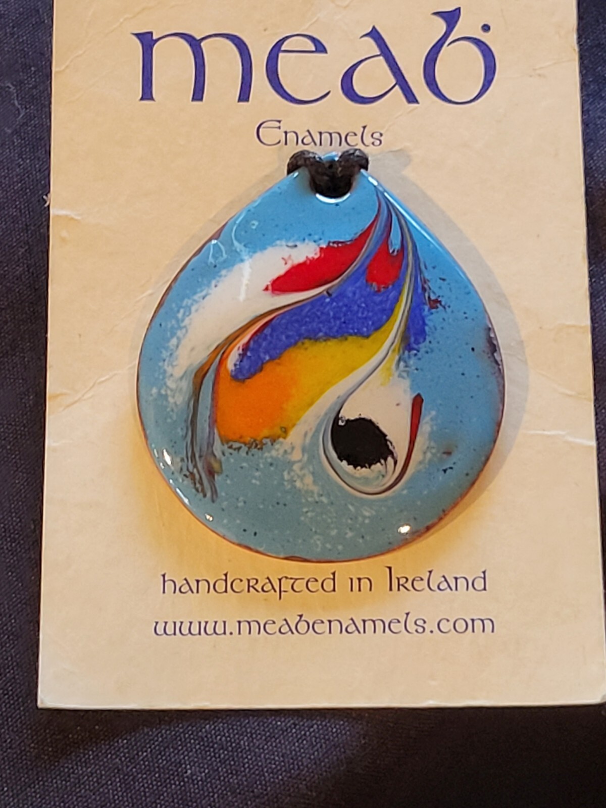 Beautiful Handcrafted Meab Enamels pendant Copper Ireland family business NWT