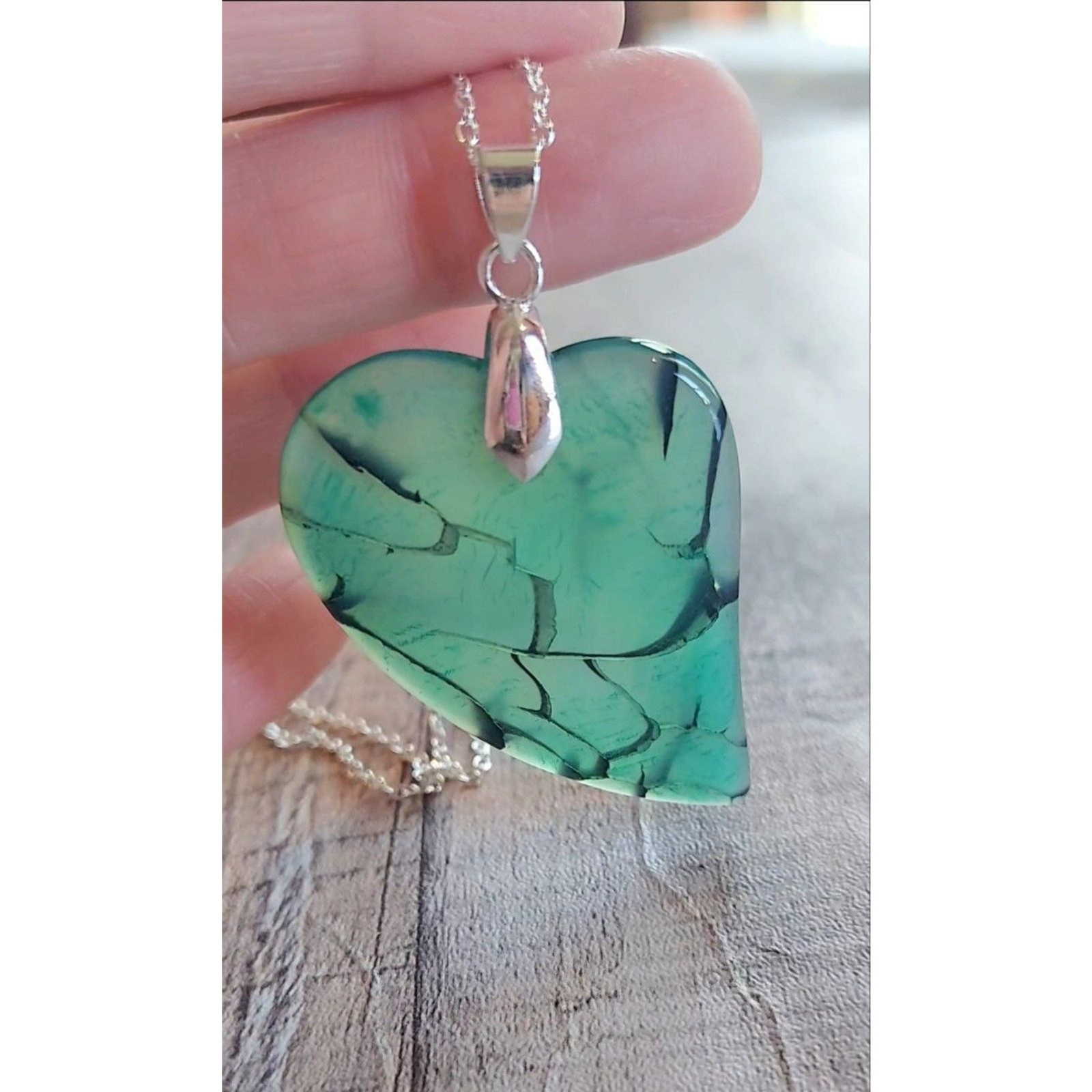 Dragons Vein Fire Agate Heart Necklace Crystal Heart Pendant