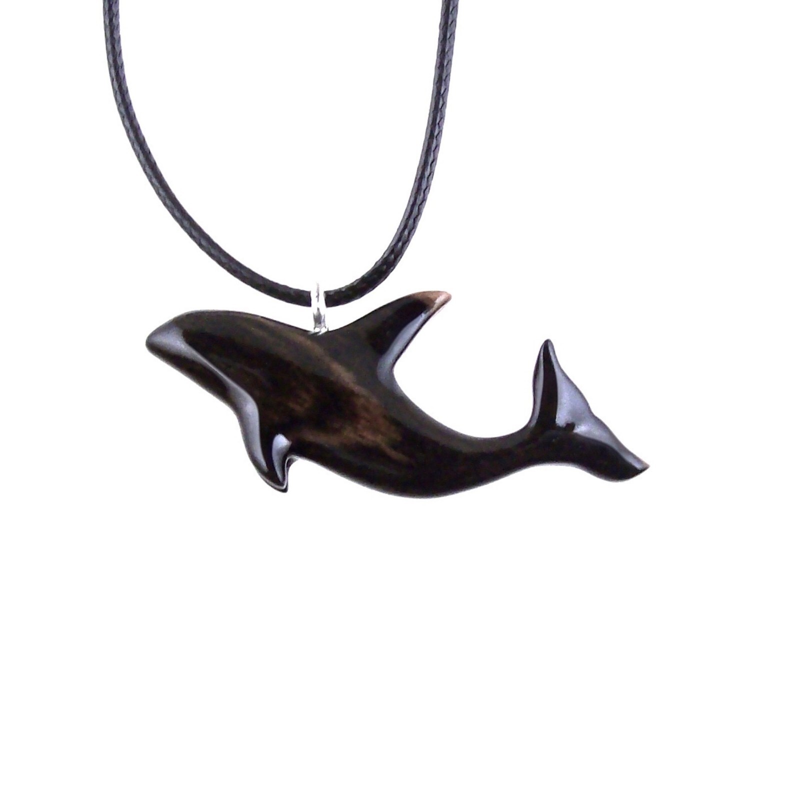 Orca Killer Whale Necklace Pendant – Hand-Carved Wooden Sea Animal Jewelry