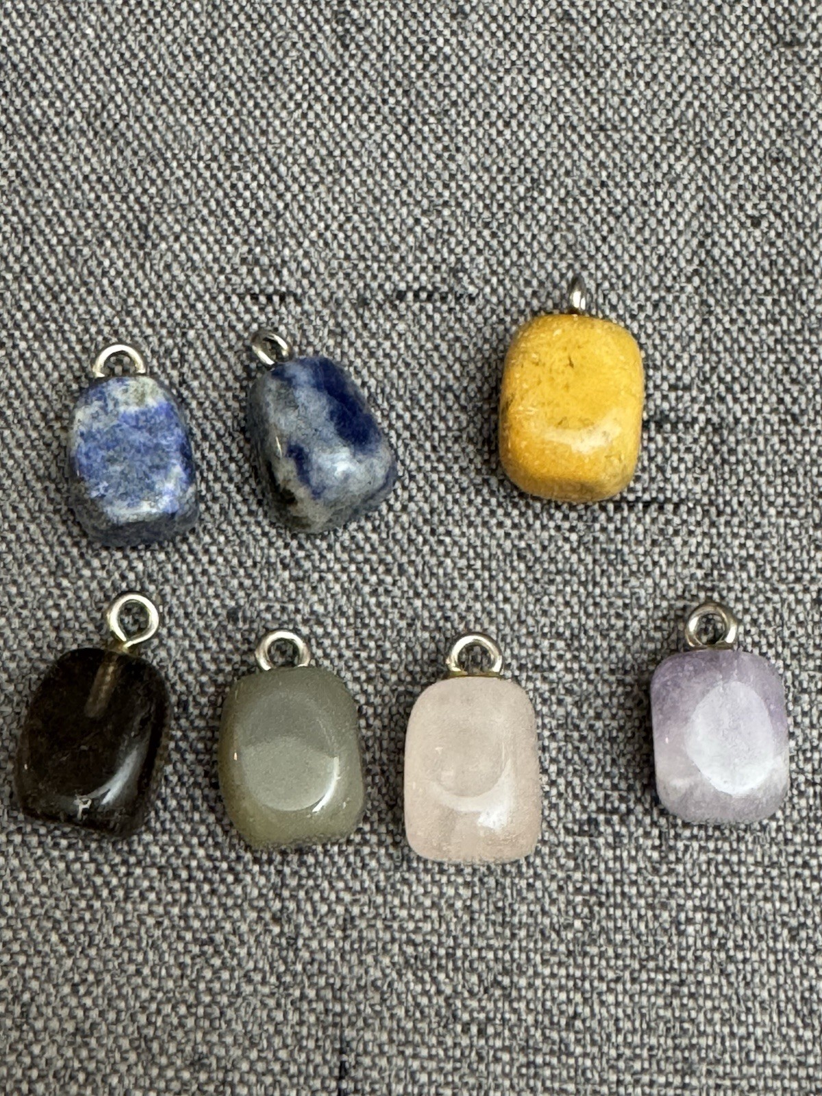 Tumbled Natural Gemstone Pendants Sodalite Crystal Smokey Quartz Healing Energy
