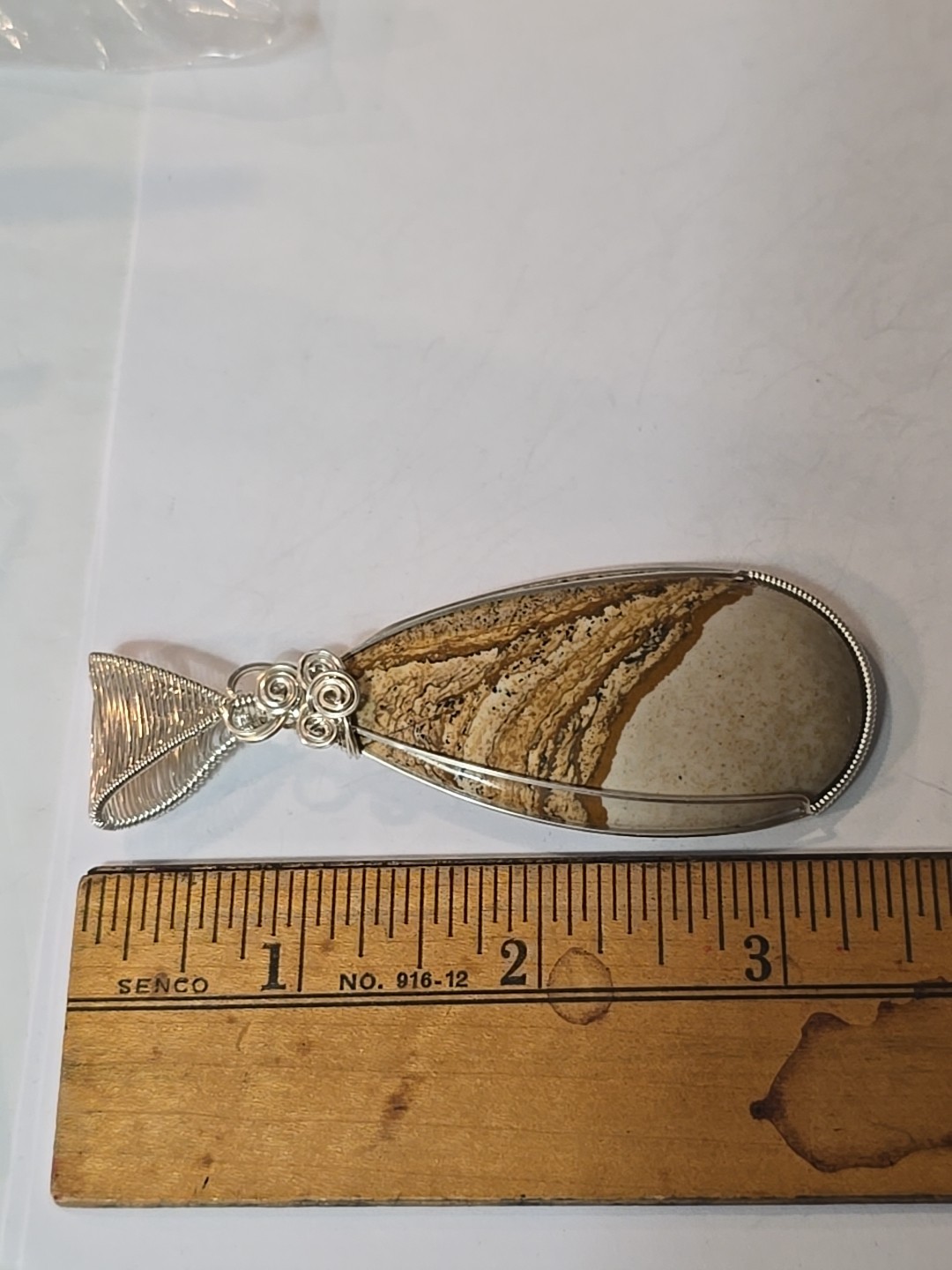 Sterling Silver Wire Wrapped Jasper Pendant Necklace Unique Gemstone Jewelry