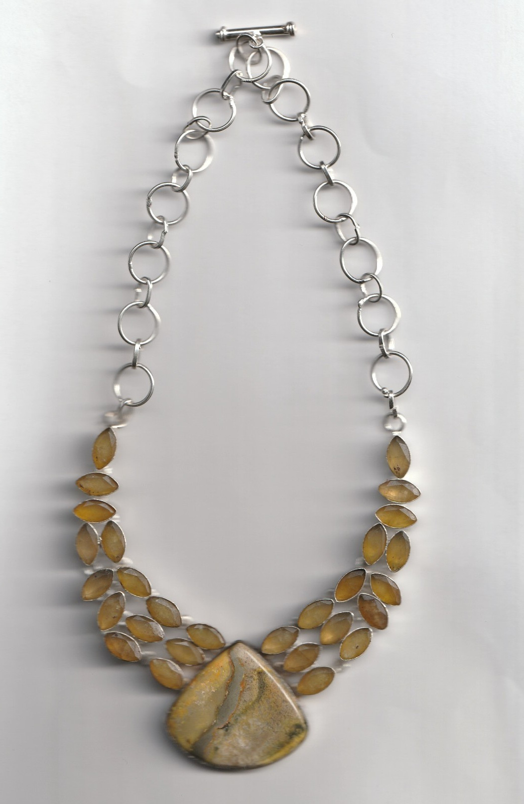 Bumblebee Jasper necklace, handmade with citrine, done in silver With 12-inch c