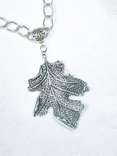 CYNTHIA LYNN “AUTUMN SILVER” LONG 30″ RHODIUM TREATED SILVER LEAF NECKLACE