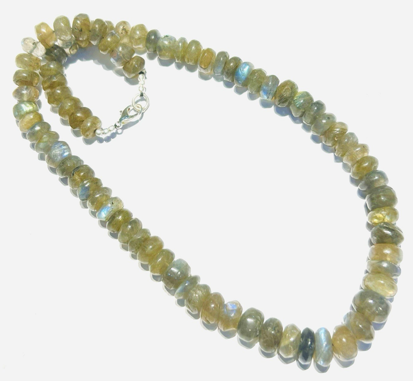 Colorful Labradorite 10-13mm Rondelle Beaded Ready to Wear Necklace 20 inch long