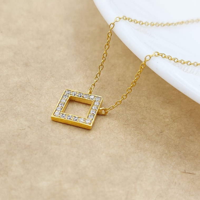 18kt Yellow Gold Chain Necklace Natural Diamond SI GH 1/3 tcw 18 inches Square