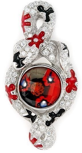 ALAN K. EXQUISITE Faceted Murano Glass Snake Pendant High Quality Microsetting