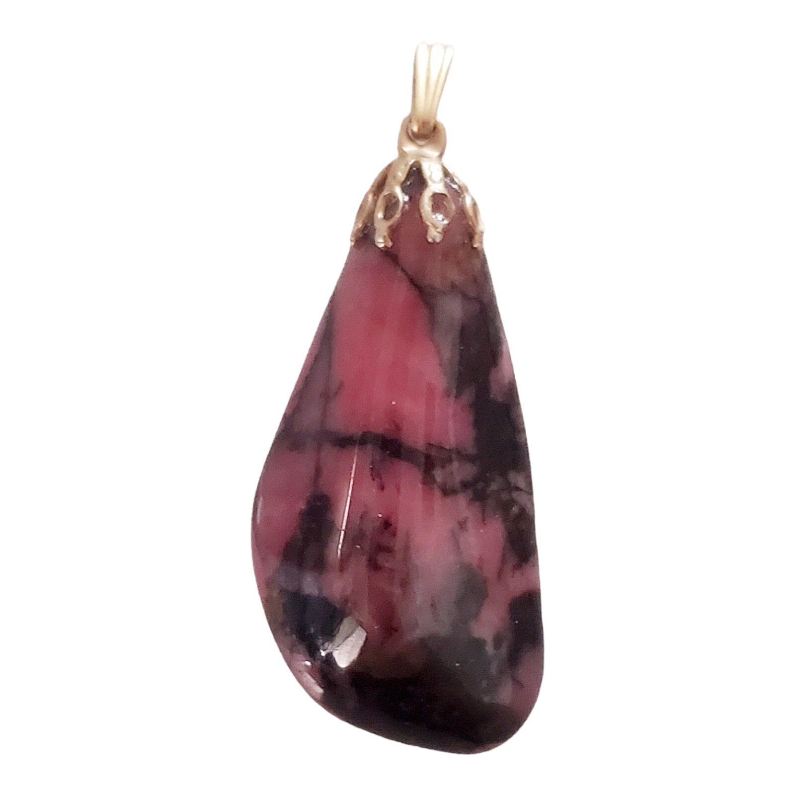 Rhodonite Drop Pendant Black Dark Pink
