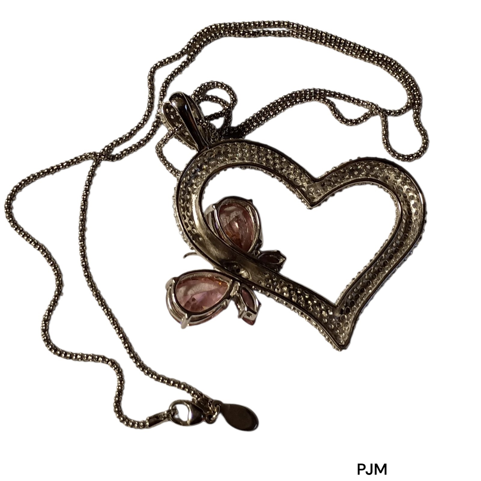 PJM Phoenix Jewelry Manufacturing SterlingSilver Heart Butterfly Large Necklace