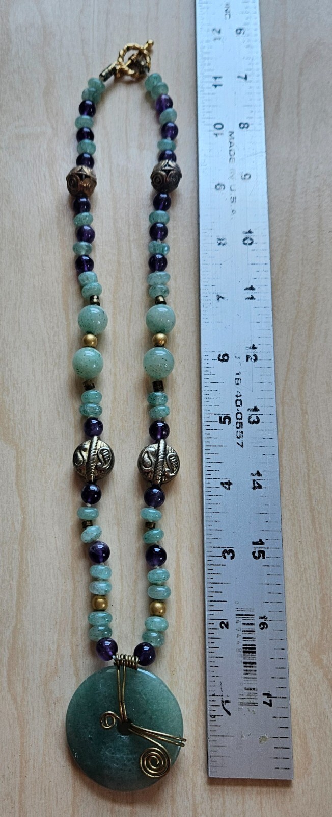 Amethyst, Aventurine, Glass Bead Pendant Necklace Healing Properties