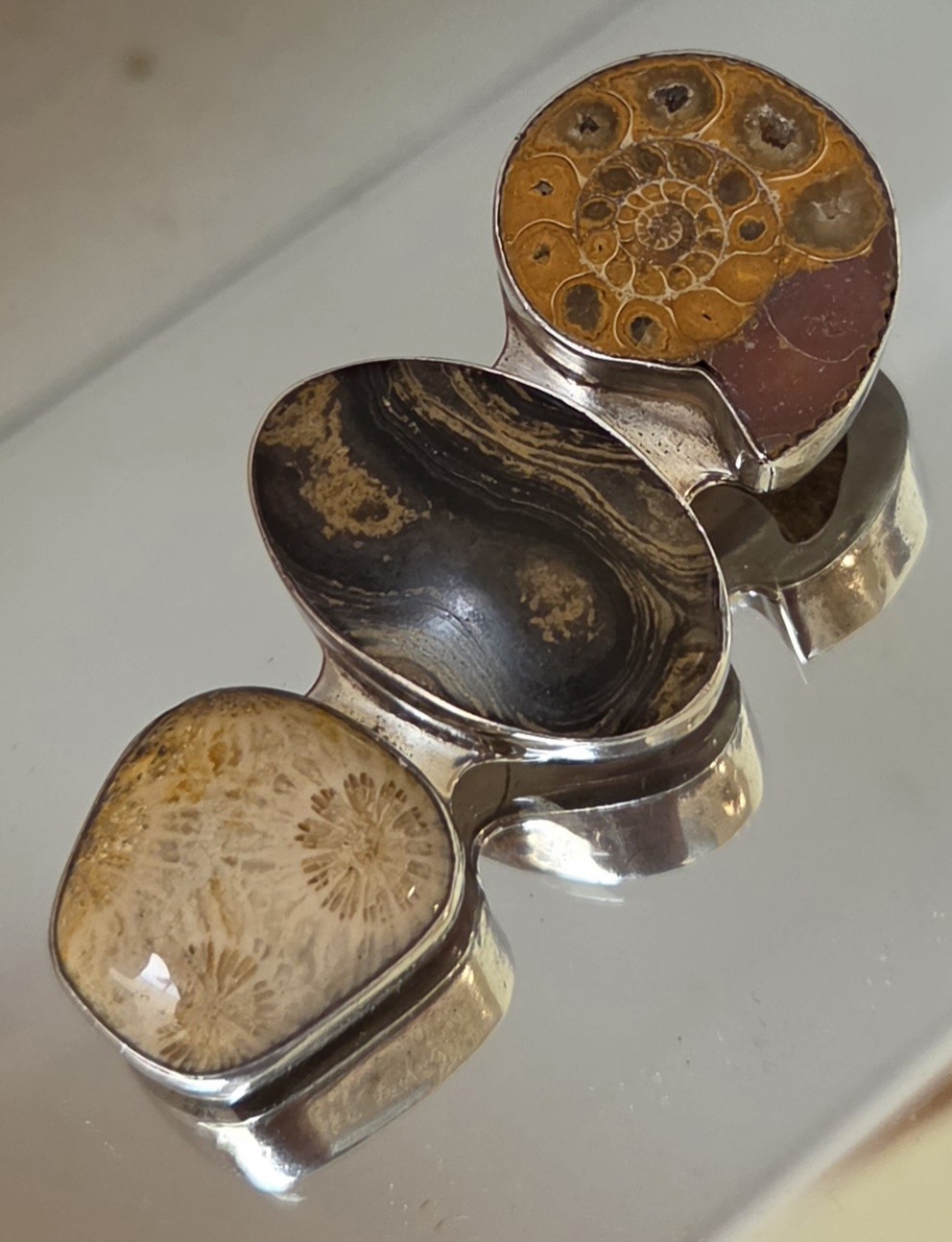 Gorgeous Sterling Pendant Slide Ammonite Fossil Coram Stromatolite