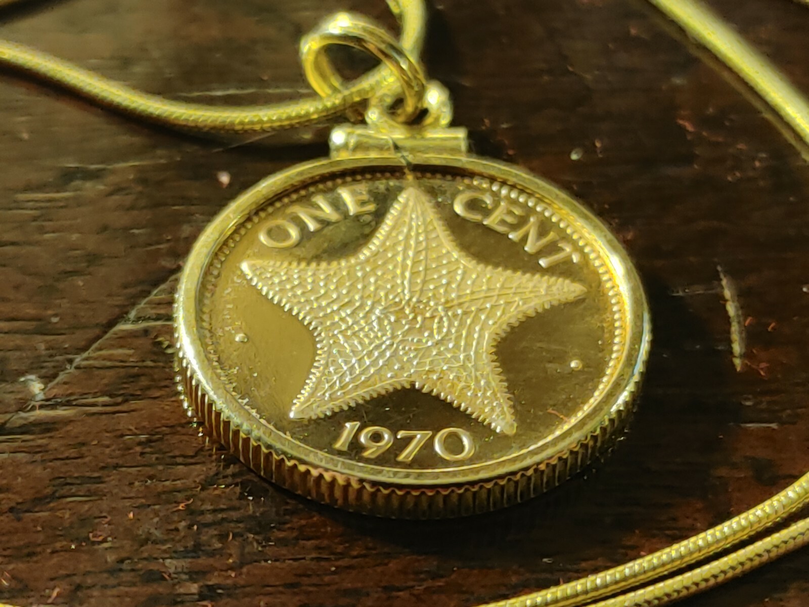 Bahamas Starfish Coin Necklace ⭐ 20″ 18kgf Gold Filled Chain, w Gift Box⭐& COA