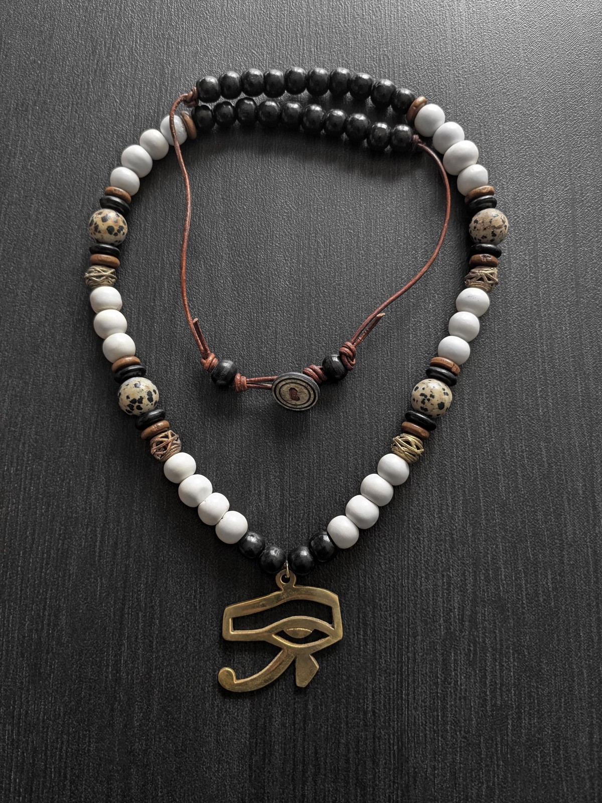 Eye of Horus Brass Pendant Necklace Egyptian Mens Jewelry Handmade 30 in Tribal