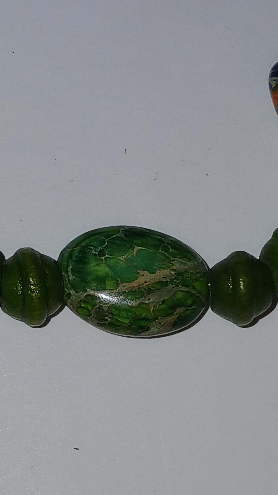 Geeen Wood Bead 21 Inch Rainbow Turquoise And Olive Turquoise Beautiful Neclace