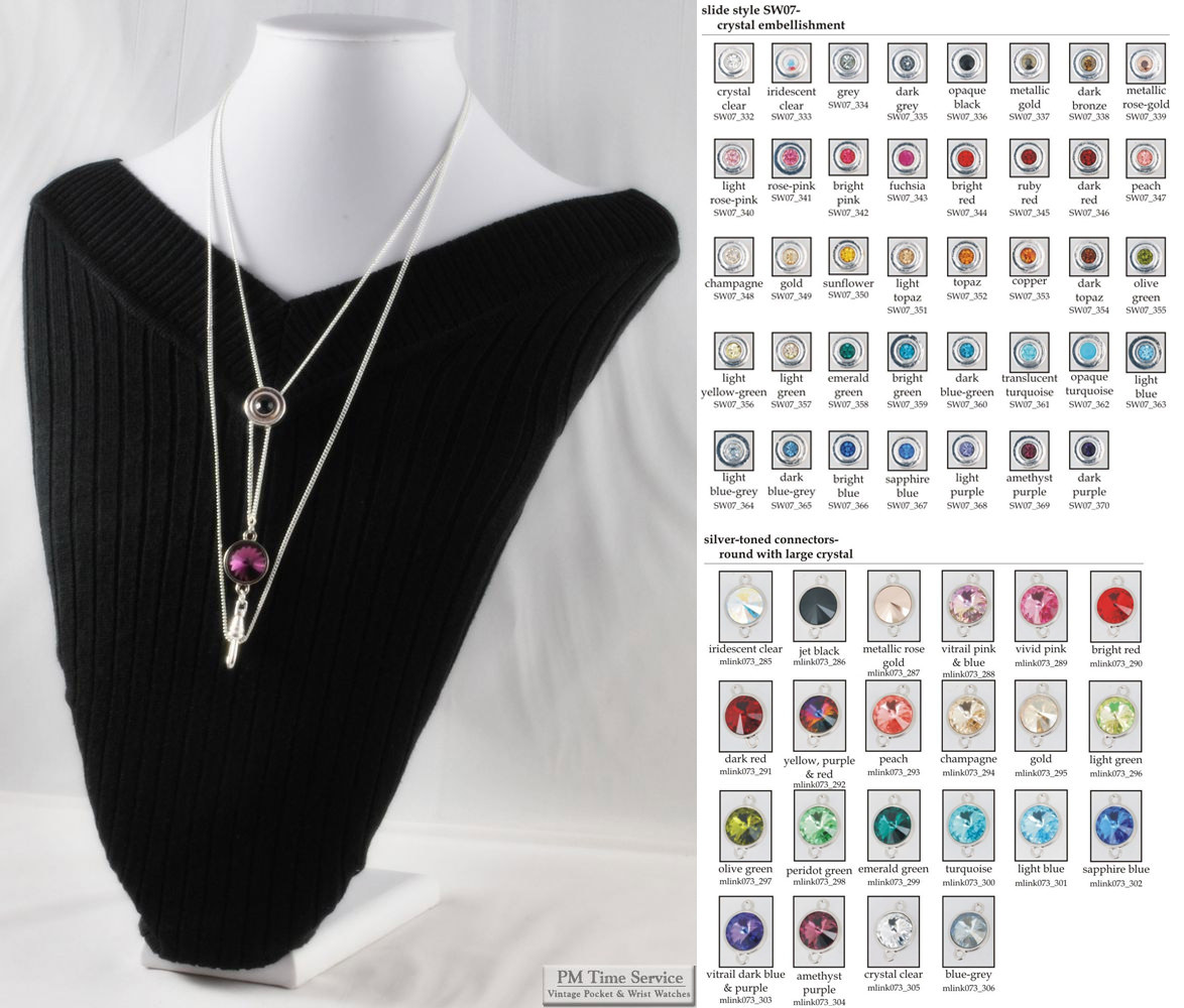 Ladies’ slide chain necklaces, small round slide, chain accent & other options