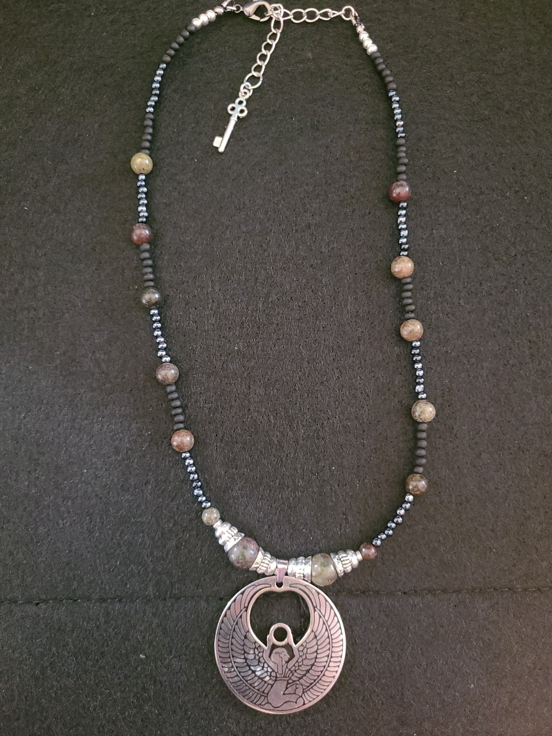 Handmade Goddess Isis Metaphysical Crystal Dragonstone Collar Style Necklace