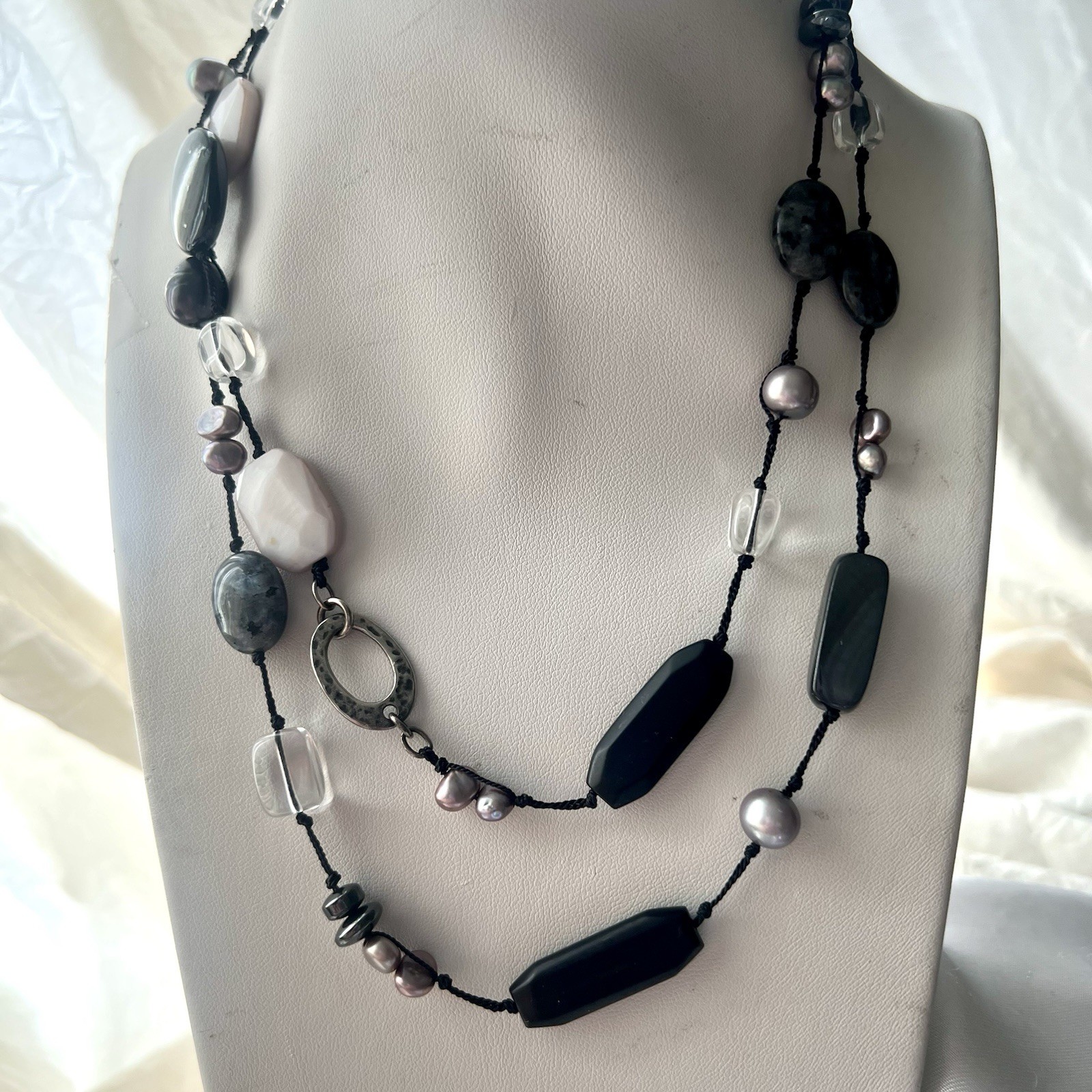 SILPADA Sterling Silver DOWNTOWN Multi Gemstone Beaded Necklace~#N1796~RETIRED