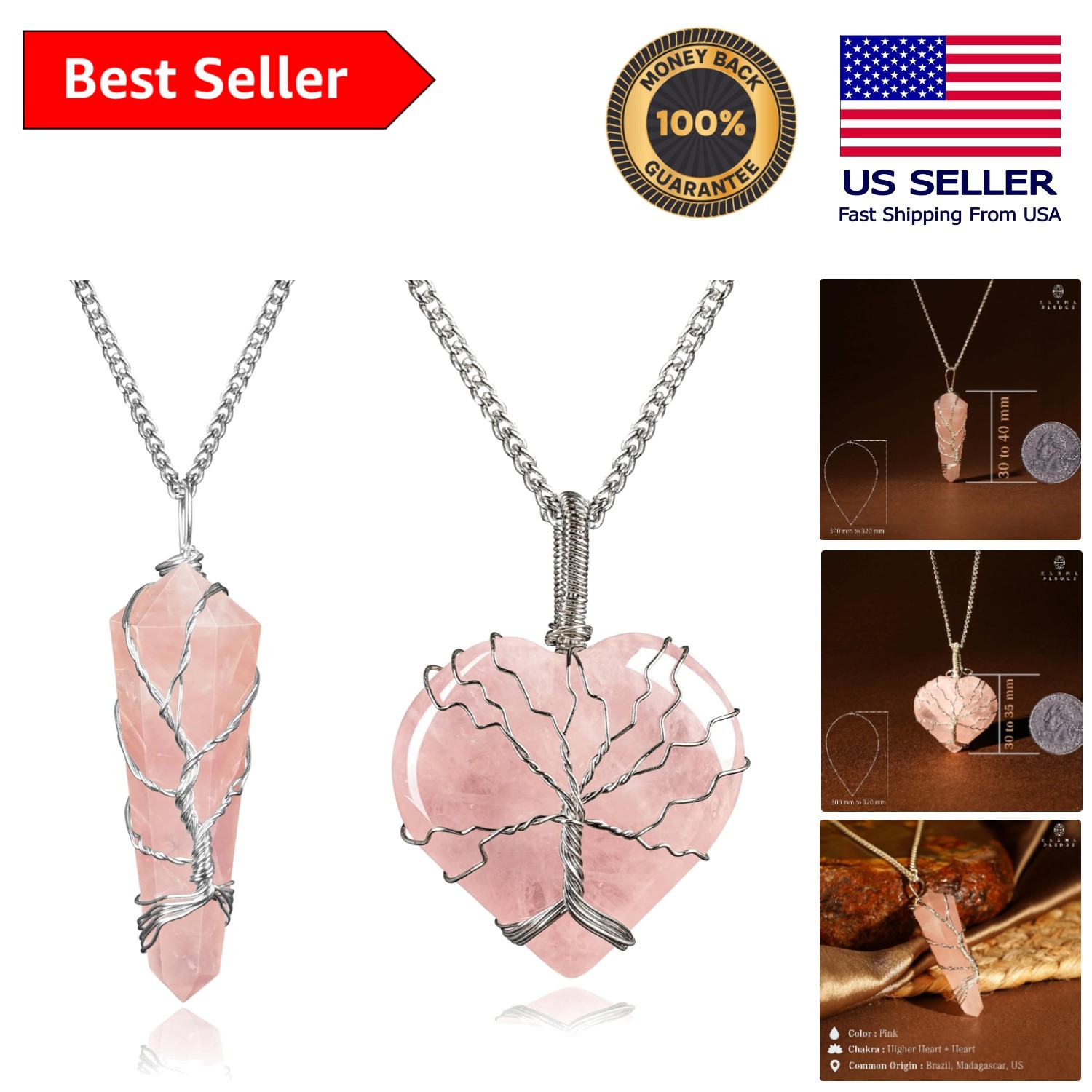 Elegant Rose Quartz Chakra Necklaces – Healing Crystal Jewelry for All Occasions