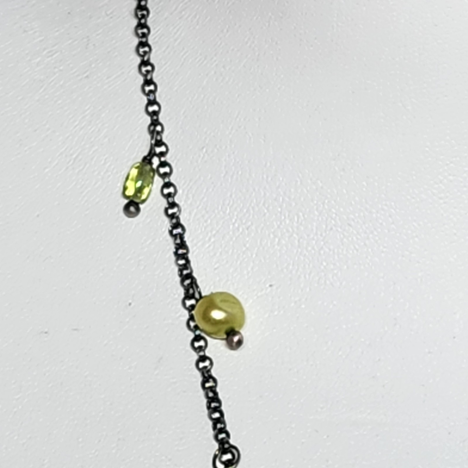 Silpada Sterling Silver With Green Peridot Color Glass And Pearl Necklace