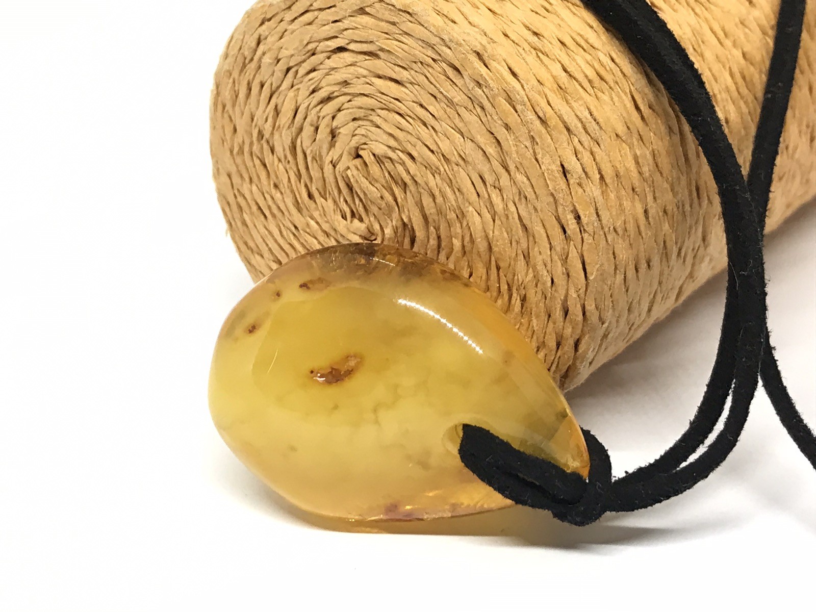 Amber Pendant Unique Gift Natural Baltic Amber Stone on Black Cord 12g 16507
