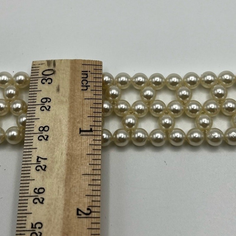 Beaded Chokers (2) Stretchy Weaved Faux Pearls & Small Purple Glass Bead Strand