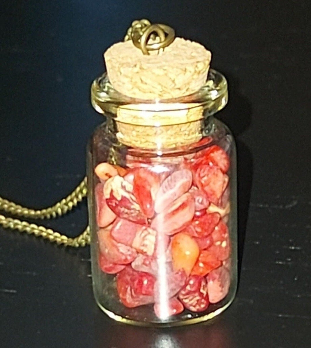 Glass Vial Pendant with Stone of Your Choice