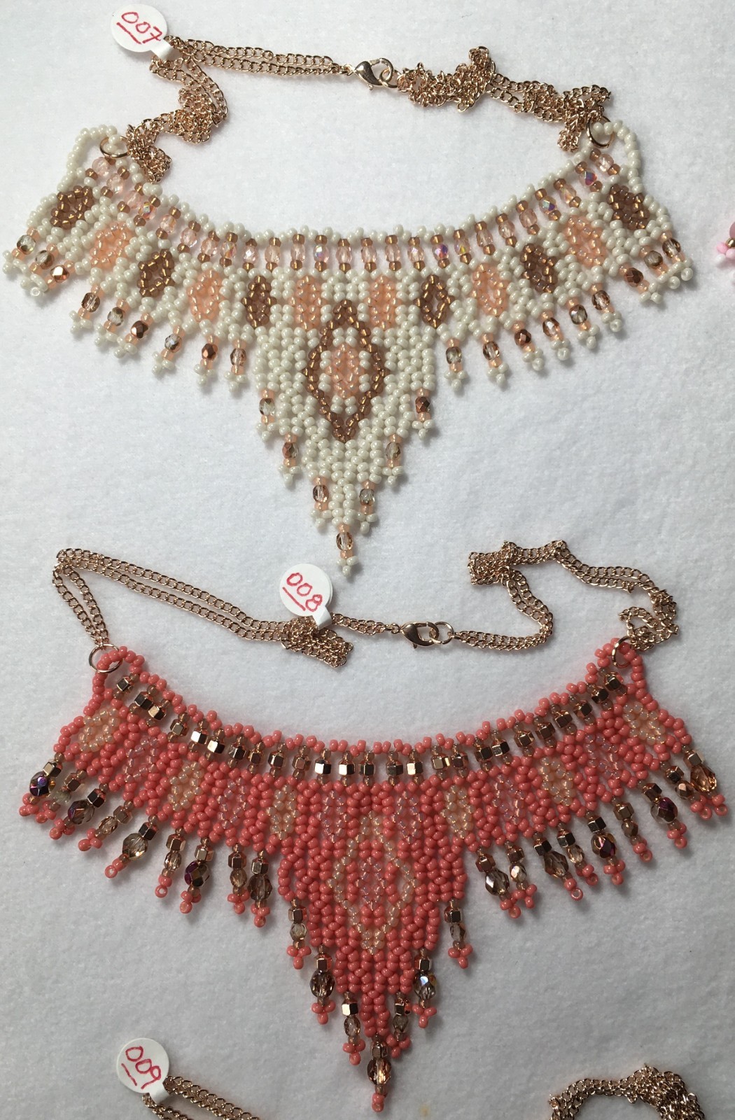 Egyptian Revival Nefertiti Necklaces ROSE Gold-tone Metal Glass Beads Crystal