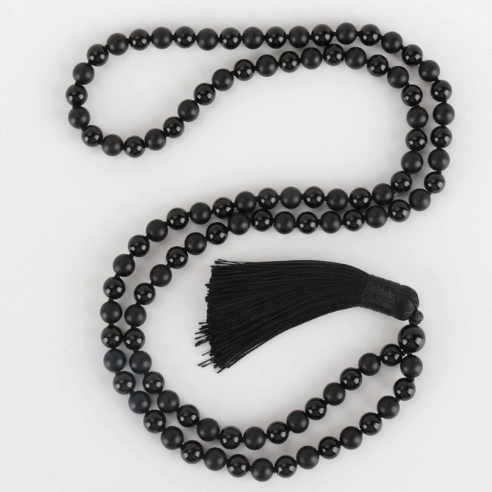 8mm 108 knot Natural Frosted black agate beads bracelet Crystal Men’s mala