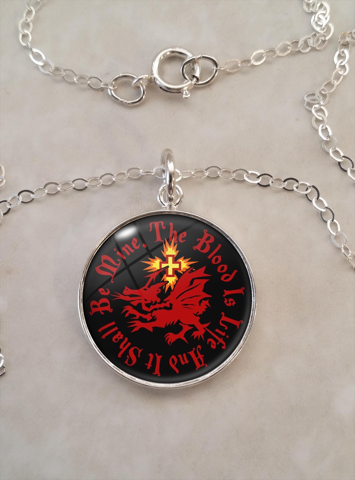 Dracula Order of Dragon Vampire Sterling Silver .925 Pendant Necklace