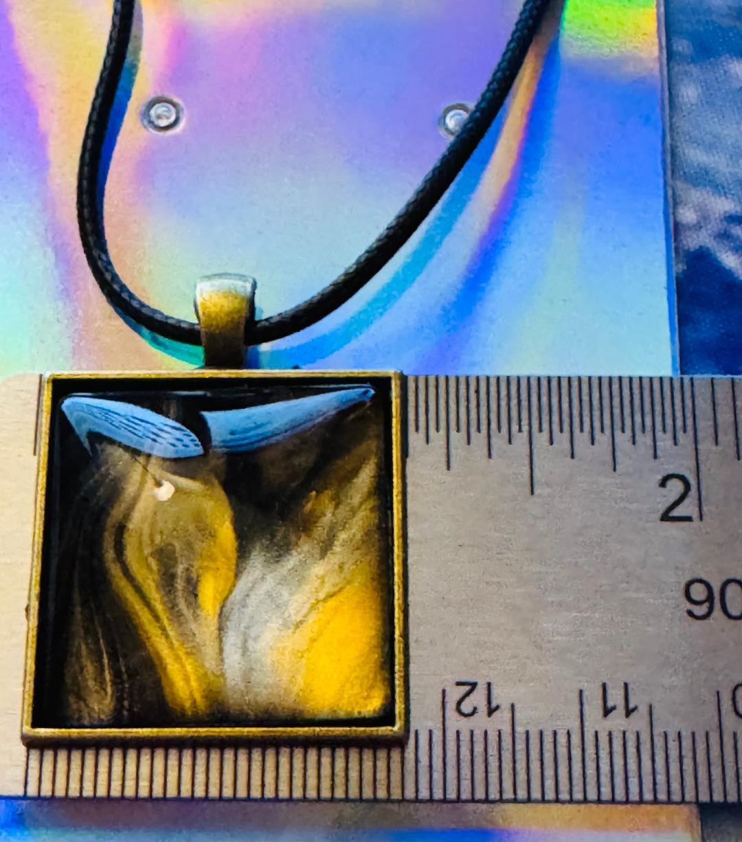 Square Cabochon NecklaceOne of a kind Hand-Painted by a Ozark Artist..Me