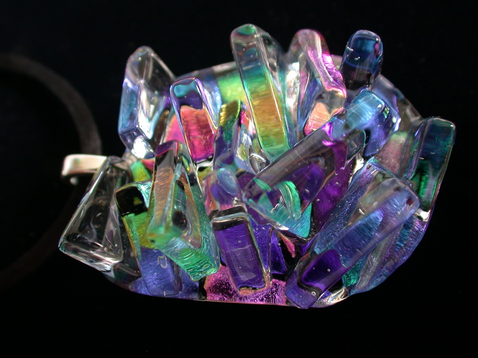 HANDCRAFTED Dichroic Sculptured Fused Glass Pendant / FOCAL PIECE