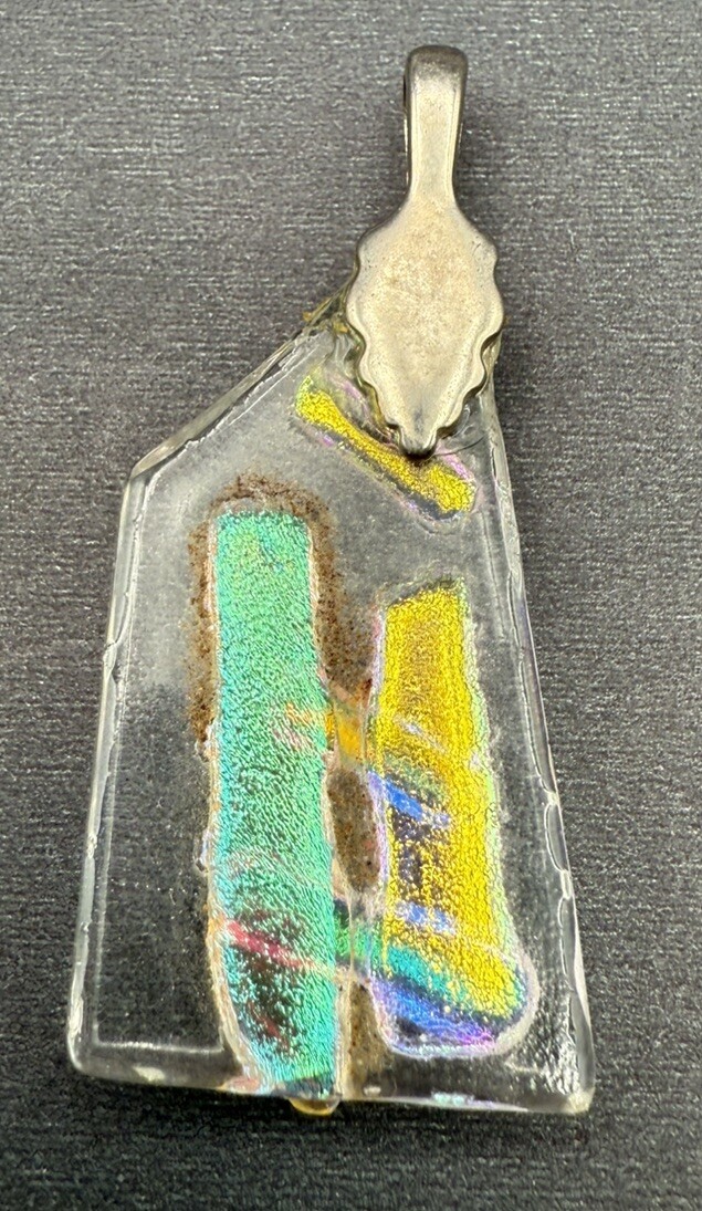 Art Glass Iridescent Rectangular Pendant C1114